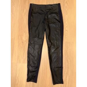 Athleta Delancey Gleam‎ Tight Black Faux Leather Leggings womens size large